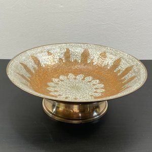 Vintage Brass Etched Footed Bowl Forever Lovely, Beautiful Brass Footed Bowl, Bo
